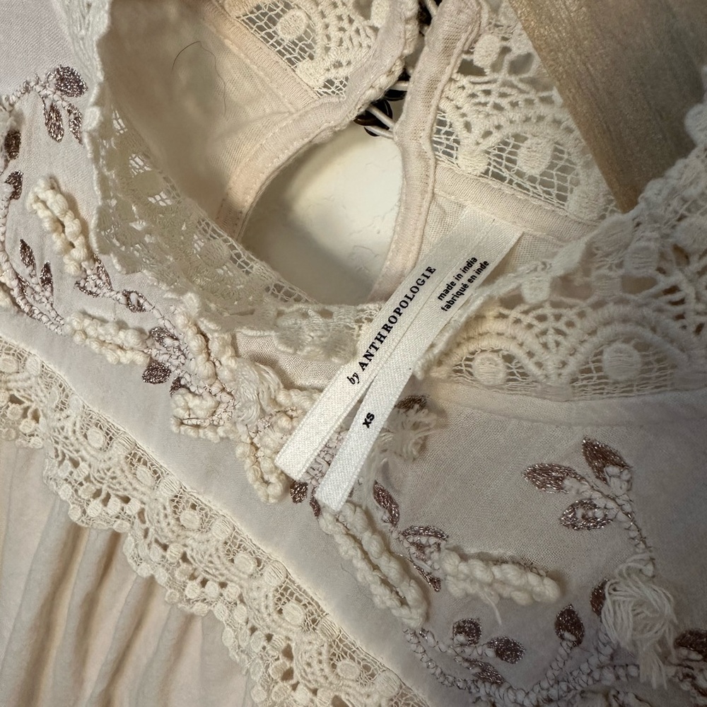Anthropologie Jenna Cream Crochet Lace Blouse - Picture 6 of 8